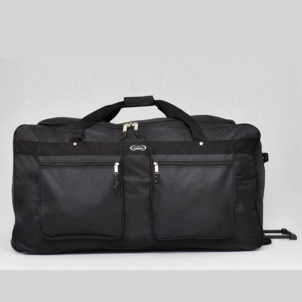 Огромен текстилен сак с теглич, с две шини на дъното за повече здравина - дължина 88 см. - 36-3 - черен