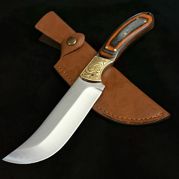 Руски ловен нож ОХОТНИК Ориент 354, фултанг стомана 9Cr13Mov, кожена кания