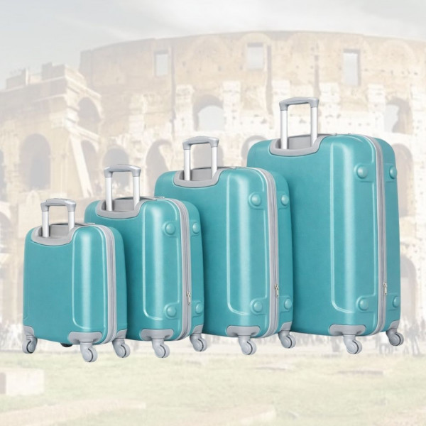 НОВО: 4бр Куфари 1217-4 Turquoise ABS,четири въртящи колелца, заключване с цифров шифър, комплект 4бр.
