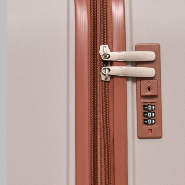 Стилен комплект от 2 броя куфари Beige Prima - малък и среден, авиокуфари от полипропилен - 2007-1 - бежово 1