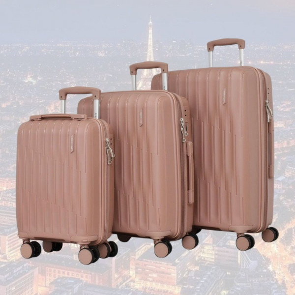 Комплект авио куфари 3 броя спинъри от най-висок клас полипропилен 16",20",24" - ROSE - 1033