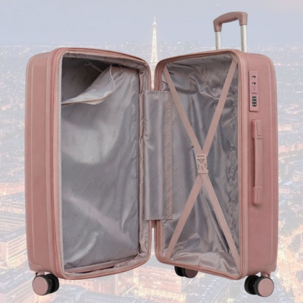 Комплект авио куфари 3 броя спинъри от най-висок клас полипропилен 16",20",24" - ROSE - 1033