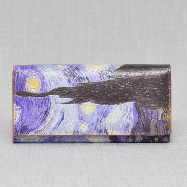 ЛУКС портфейл Ван Гог от естествена кожа и ръчна изработка, 456-8