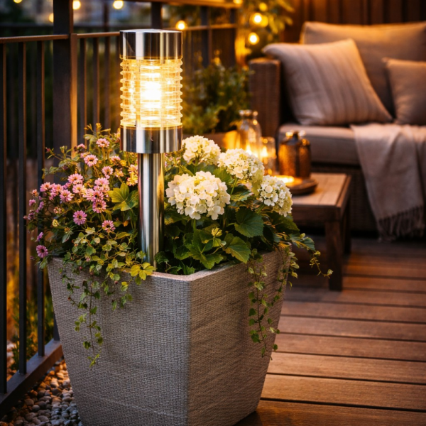 Иновативна LED соларна лампа SOLARIS GARDEN LIGHT със стъклен цилиндър за повече осветеност