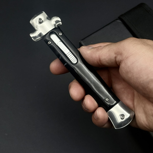 Тежък италиански автоматичен нож AKC Leverletto BLACK by Bill DeShivs Cosa Nostra модел за "мокри поръчки" ;) Стомана D2