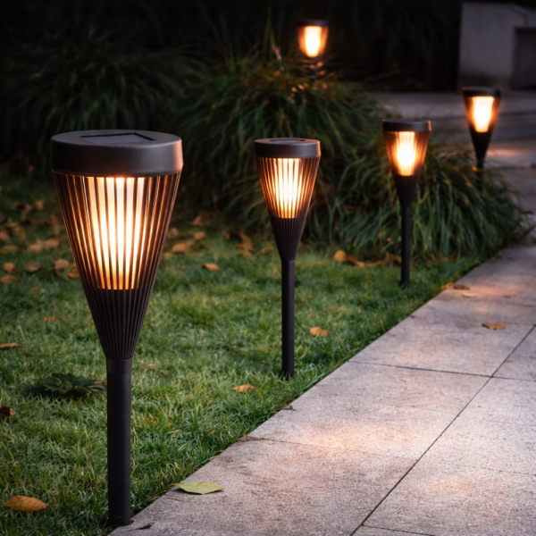 Solar Flame LED Torch Light – Соларен градински фенер с реалистичен ефект на пламък