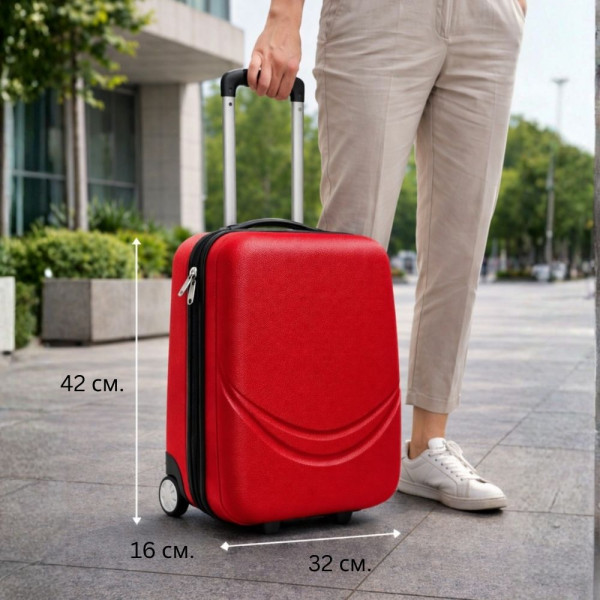 Твърд ABS АВИО куфар за ръчен багаж TRANSIT RED 42/32/16 см