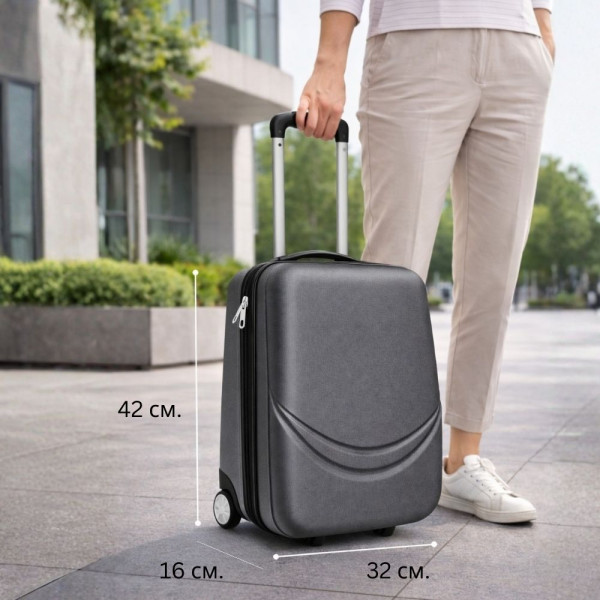 Пластмасов ТОП АВИО куфар за ръчен багаж TRANSIT GRAPHITE   42/32/16 см