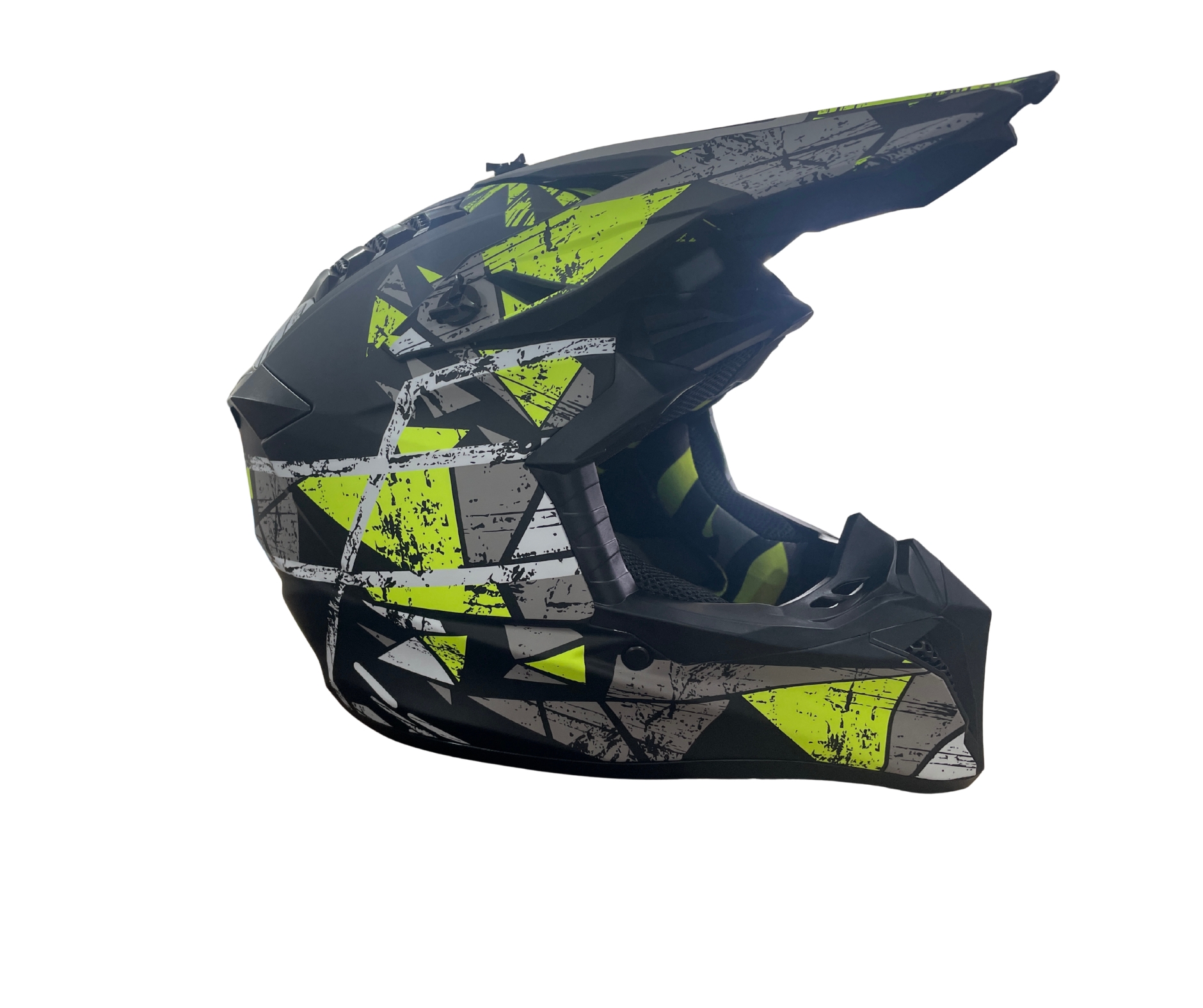 Мотокрос - Ендуро каска за мотор, ATV, велосипед – размер XS (51–52 см) черен мат с неоново жълт дизайн