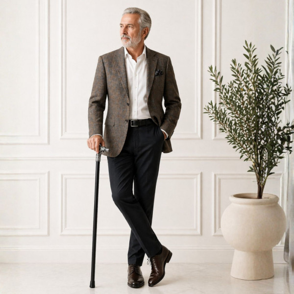 Елегантен и стилен бастун с кинжал и метална дръжка с глава на благороден елен - 27