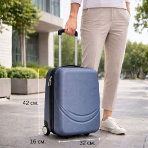 Пластмасов ТОП АВИО куфар за ръчен багаж TRANSIT DARK BLUE  42/32/16 см