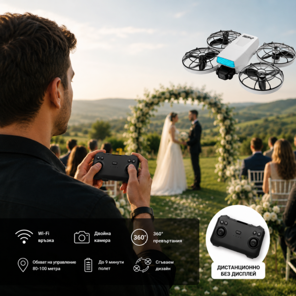 🚁 Интелигентен сгъваем дрон с двойна камера и Wi-Fi управление, с дистанционно БЕЗ ДИСПЛЕЙ