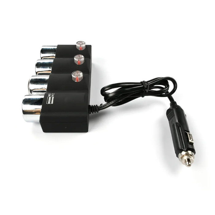 Разклонител за запалка с 3 гнезда и 2 USB - 1508