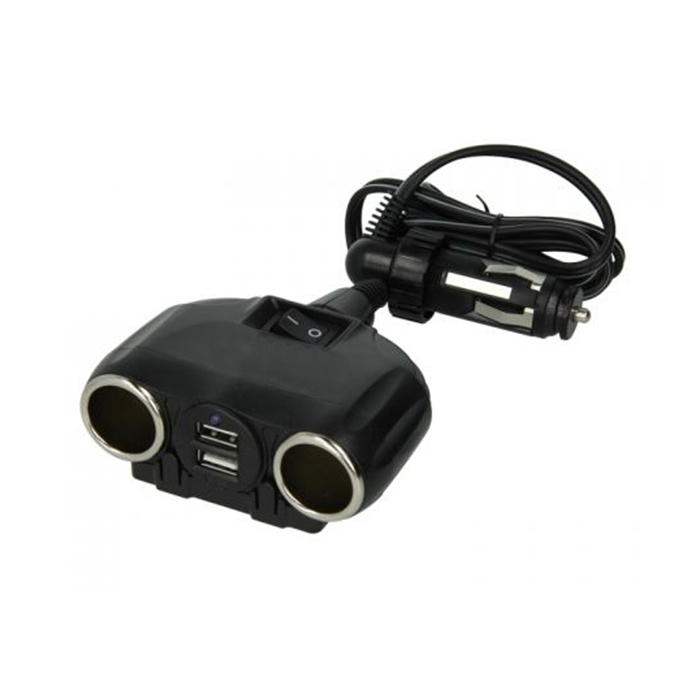 Разклонител за запалка с 2 гнезда и 2  USB порта - 1630